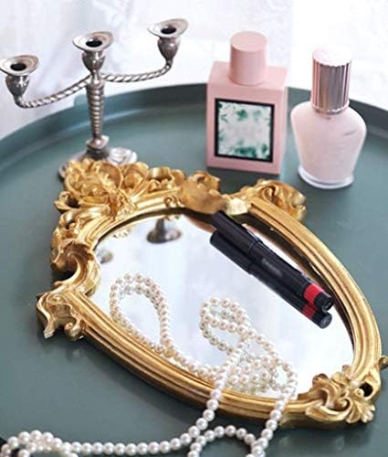 Lxdzxy ogledala, kupaonica niture ispraznost ogledalo princeza soba ukrasno ogledalo, zlatno retro isklesani zid viseće ogledalo djevojčica
