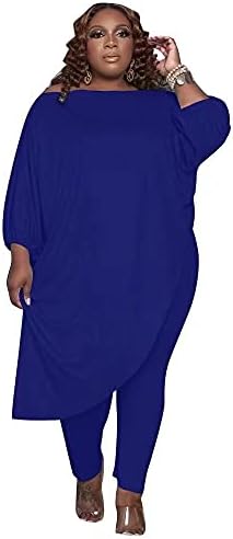 Huasemy Plus Outfits za žene za žene tracksuits nagib dugih rukava asimetrica vrhovi karosenijske hlače za znojne setove