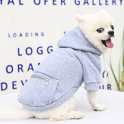 Štenci odjeća za male pse kućne jeseni i zima slatka topla džep s patentnim zatvaračem sivi vrhovi mačke kapuljače odjeća za kućne