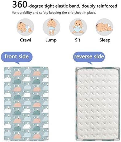 Whale tematske plahte za mini krevetiće, prijenosni mini krevetići s kolicama mekani i rastezljivi ugrađeni krevetić za dječicu ili