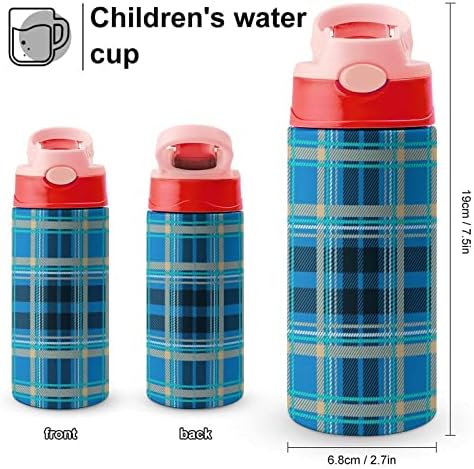 Plava karirana šarena boca vode od nehrđajućeg čelika izolirana šalica za putničke šalice za zaključavanje poklopca Sportske boce
