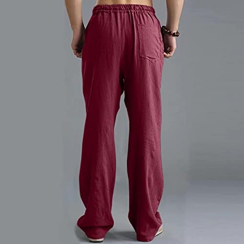 Posteljine hlače muškarci, muški modni povremeni solidni u boji prozračne posteljine labave casual sportske hlače