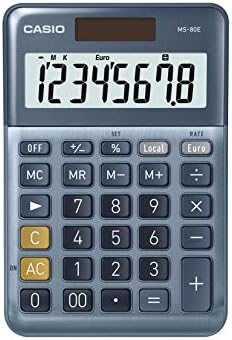 Kalkulator kasio radne površine MS-80E 8-znamenkana pretvorba valuta, aluminijski prednji, gumb za brzu korekciju, solarni/baterija