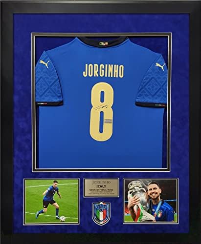 Jorginho Autograph Jersey Italija 2020-2021 uokviren 32 × 40 - Autografirani nogometni dresovi