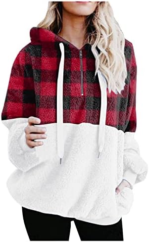 Ženska Sherpa majica s kapuljačom od flisa Zimska topla pahuljasta čupava slatka majica s kapuljačom plus size modni pulover s patentnim
