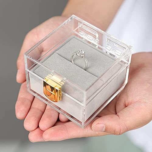 Unimarkalni prijedlog za angažman zaručnički prsten za ceremoniju vjenčanja - Moderni stil Premium Clear Mrs. Ring nositelj kutije