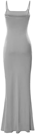 Modne ženske remen bez rukava seksi čvrsta boja otvorena leđa tanka fit dugačka haljina