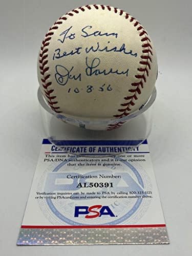 Don Larsen personaliziran na SAM 10-8-56 Potpisan autogram Yankees bejzbol PSA DNA-Autografirani bejzbol