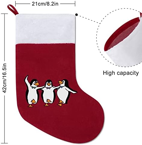 Ples Penguins božićna čarapa Kamin Xmas Tree Vise čarape s kratkim plišanim ukrasom manžeta za kućni blagdanski zabava