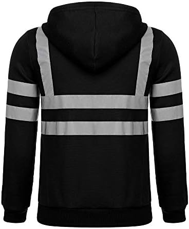 Wenkomg1 unisex reflektirajući hoodie Visoka vidljivost Odjeća Sigurnost vanjskog kaputa s džepnim jaknama s kapuljačom
