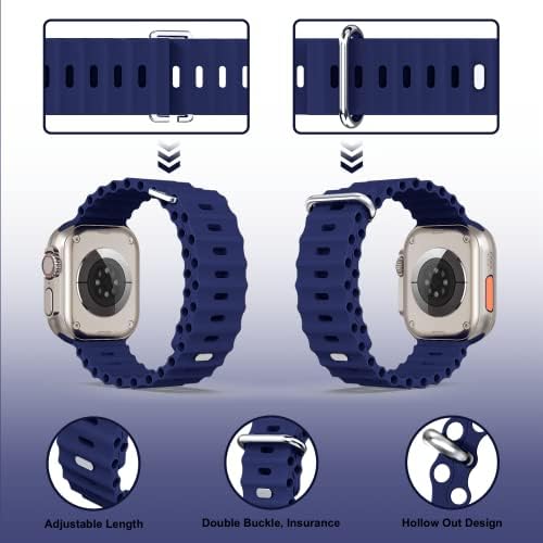Foufousun Ocean Band kompatibilan s Apple Watch Ultra Band 49 mm 45 mm 44 mm 42 mm 41 mm 41 mm 40 mm 38 mm muškarci Žene soft silikone