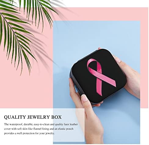 Ružičasta satenska vrpca Rak dojke Mala kutija za nakit Organizator narukvica Koža Preporasni prsten za skladištenje kutije za skladištenje