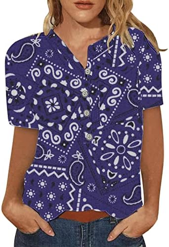 Ženski modni vrhovi kratkih rukava Odjeljni prikladni ljetni grafički cvjetni tiskani trendi bluza ljetne majice za žene