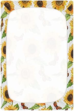 Playard list, suncokretovi leptir cvjetovi za cvijeće za standardne krevetiće i madrace za malu malu, 28x52 inčni H040021