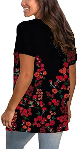 Amikadom Summer Fall v Neck majica Ženska odjeća Kratki rukavi pamučni grafički brunch majica za Lady Lr lr