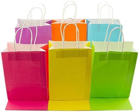 Poklon vrećice od 12 šarenih duginih mat papirnatih vrećica s ručkama na vezicama za rođendan, vjenčanje i sve prigode