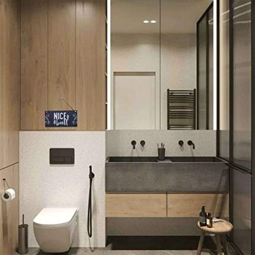 Smiješni znakovi kupaonice | Farmhouse kupaonica dekor zidna umjetnost | Tiskani znak od drvene ploče | 12 × 6 inčni viseći zidni dekor