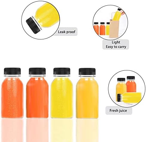 6 kom plastična boca za sok od 4 oz prozirne posude za rasute napitke za višekratnu upotrebu za sok, mlijeko i druge proizvode s crnim