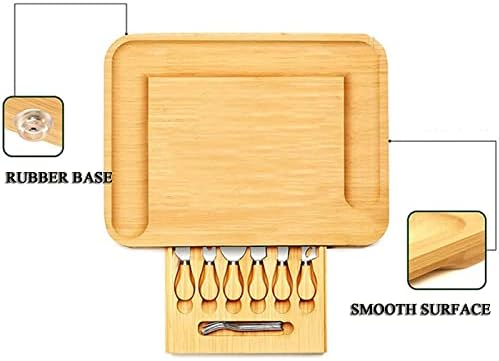 Debeli drveni poslužitelj, charcuterie pladanj, ploča sira sa 6 alata za rezanje, 6 vilica za krekere, voće i meso