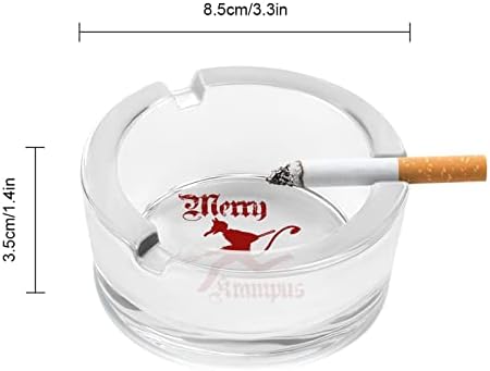 Merry Krampus staklena pepeljara za cigarete okrugla pepela, prijenosni nosač pepela, za zatvoreni vanjski otvor