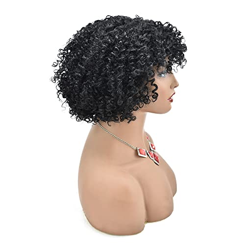 Afro kovrčave kovrčave perike s šiškama za crne žene kratka mekana ljudska kosa izrađena strojem kratki bob perika od crne kose čudo