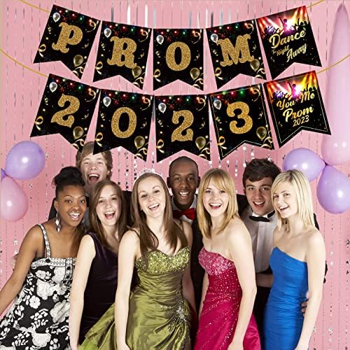 LittleLoverly Prom 2022 Dekoracija natpisa za diplomiranje - Plesajte The Night You+Me = Prom 2022 Prom noćni transparent za klasu