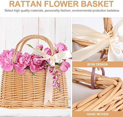 Vintage dekor pletena košara od ratana vjenčana košara za cvjetnice vrpca Vintage cvjetna košara ručno izrađena košara za vrbe držač