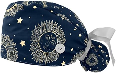 Nebeski Mjesec Sunce zvijezda pročišćavati šeširi šeširi žene Bouffant radni šešir držač konjskog repa za žene 2pcs duge navlake za