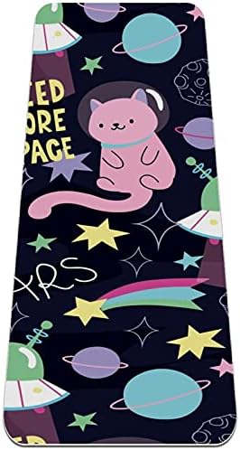 Siebzeh Doodle Cats Space Planet Star Rocket uzorak Premium debela joga prostirka ekološka guma za zdravlje i fitness ne klipina za