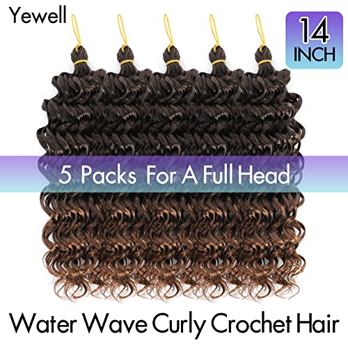 14 inča kukičana kosa 5 paketa vodeni val na Plaži 5 inča heklana kosa za crne žene sintetičko tkanje duboki val za kukičane ekstenzije