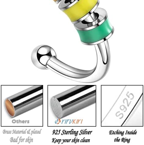 Yipukiyi Fidget Ring, podesivi prsten za anksioznost emajla, Real Silver 925, Fidget prstenovi za tjeskobu za ženama, spinner prstenovi