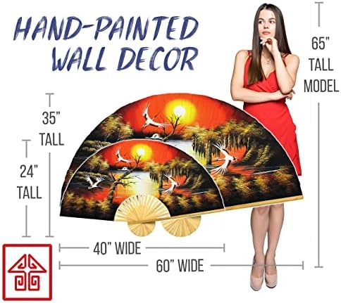Azijski izlazak sunca sklopivi zidni ventilator ručno oslikani zidni dekor umjetnost