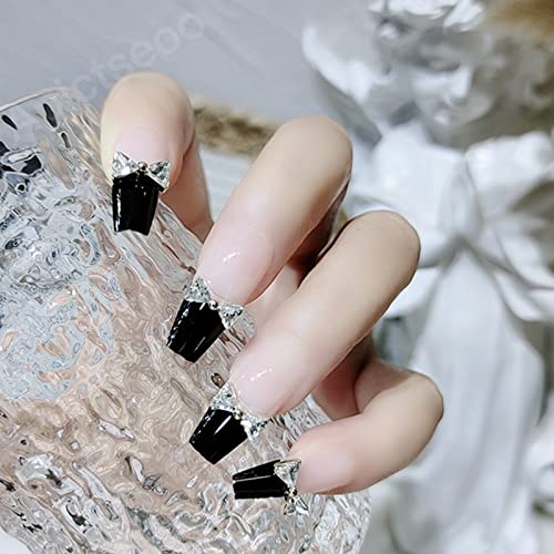 24 kom lažni nokti crni leptir francuski dizajn lijes lažni nokti s ljepilom 12 veličina akrilni komplet za umjetne gel nokte za žene