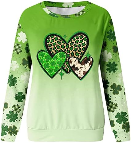 IIUS GREEN St.Patrick's Day majice majice za žene dukserice dugih rukava irski gnomi print pulover