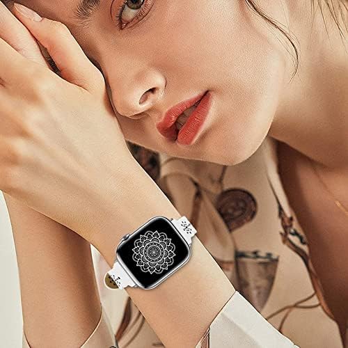 Lyfatz čipkana kožna traka kompatibilna Apple Watch 38 mm 40 mm 41 mm 42 mm 44 mm 45 mm 49 mm, žene ultra tanke šuplje prozračna kožna