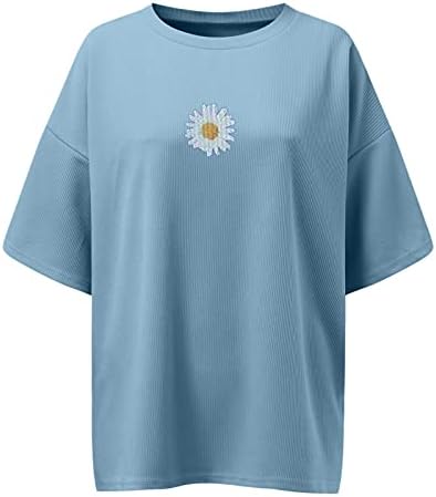 Plus-size ženske ljetne majice bluze ženska tiskana aplikacija kratkih rukava izrez u obliku donjeg dijela boho casual tunika pulover