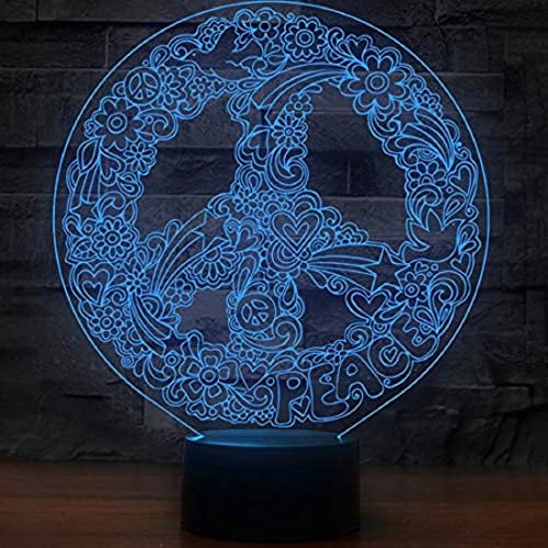 Superiorvznd Inovativni 3D Art Hippie Mir Spisn oblik noćnog svjetla daljinsko upravljanje TABEL TABEL OPTIČKE ILLUSIJE SMRVE 7/16