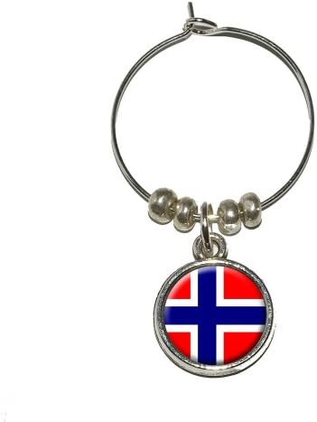 Norveška Norveška zastava čaša za vino šarm noga za piće marker prsten