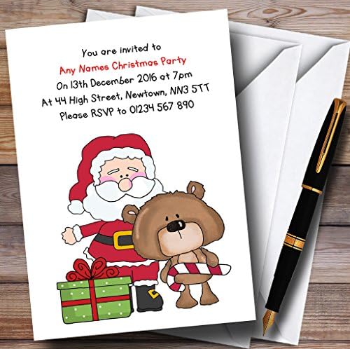Slatka Teddy & Djed Mraz personalizirana božićna/nova godina/praznične pozivnice