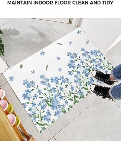 Pastoralni pahuljasti čupavi tepisi za kupanje mekani čupavi tepih za kupaonicu Seoska kuća s plavim cvjetovima i zelenim lišćem upijajući