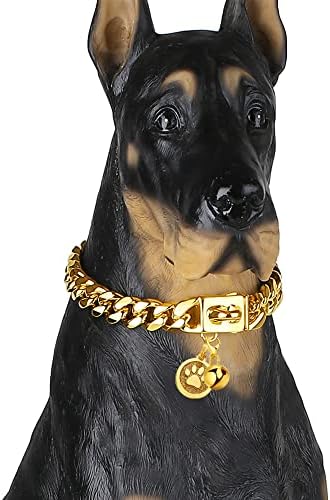 Idofas zlatni ovratnik za pse 12 mm kubanski ovratnik sa sigurnom kopčama od 18K metal metalni ogrlica od nehrđajućeg čelika za pse