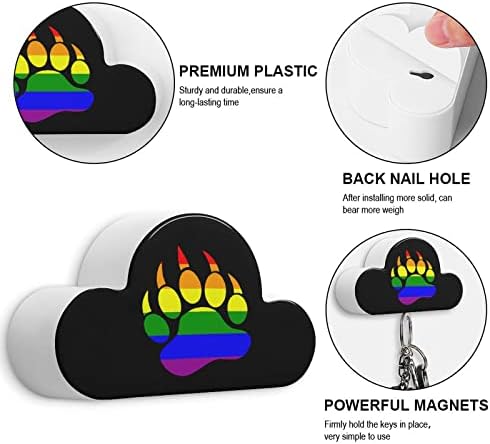 Gay Bear Pride Paw Magnetska tipka Kuka oblak oblak oblikovanja zidnih privjeska za vješalice Organizator za kućni ured za uređenje