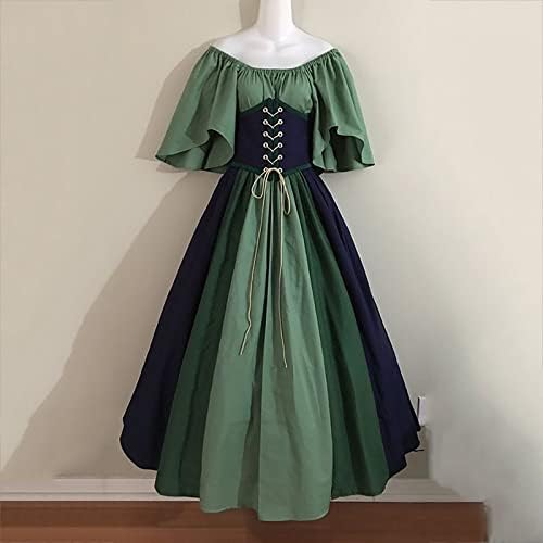 Narhbrg Srednjovjekovna haljina, ženske renesansne kostime Dress Trubeta kratki rukavi gotičke retro haljine haljine plus veličina