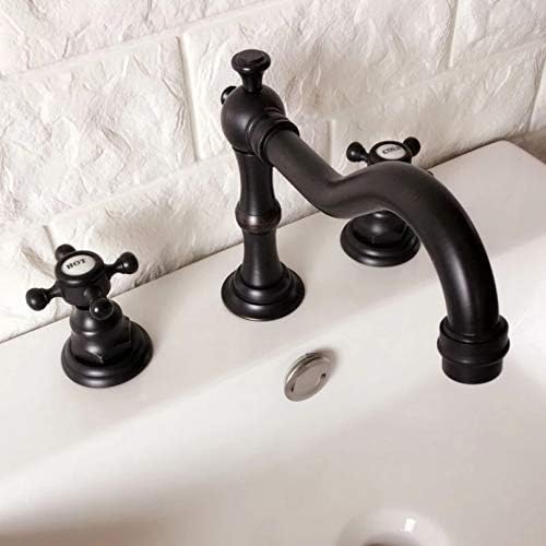 Crno ulje utrbao mesingano široko rasprostranjenu dvostruku ručicu kupaonice za pranje bazena za miksere palube montirane 3 rupe za