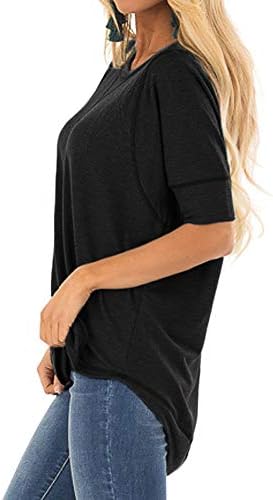 Široke majice za žene, ležerni vrhovi kratkih rukava, pamučne Ženske majice, puloveri, majice s okruglim vratom i bočnim prorezom