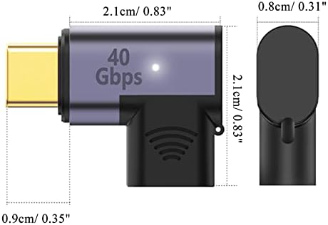 Dnevnik tipa-C USB C 40Gbps Brzi prijenos Magnetsko-adapter, kut od 90 stupnjeva USB 4,0 PD100W 8K 60Hz Connector Converter