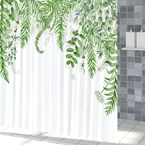 Kloroplastidna biljna zavjesa za tuširanje za kupaonicu Eucalyptus Tropski listovi zeleni list akvarel minimalistička tkanina zavjesa