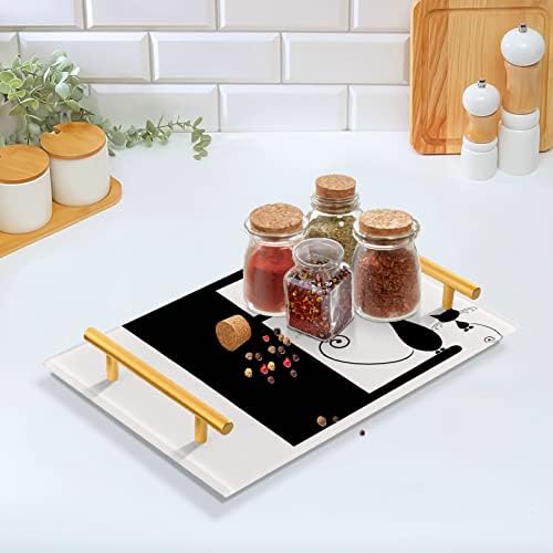 Dallanan akrilna ladica za kupaonicu, pravokutna crna e slova mačje ukrasne ladice sa zlatnim ručkama za kuhinjsku hranu za dnevnu