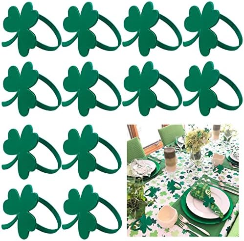 Prstenovi za salvete za Dan svetog Patrika 6 komada prstenovi za salvete od zelene djeteline djetelina metalni prstenovi za salvete
