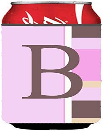Caroline blaga CJ1005 -BCC Pismo B Početni monogram - ružičaste pruge limenke ili zagrljaj boca, može hladiti rukav zagrljaj za gužvu